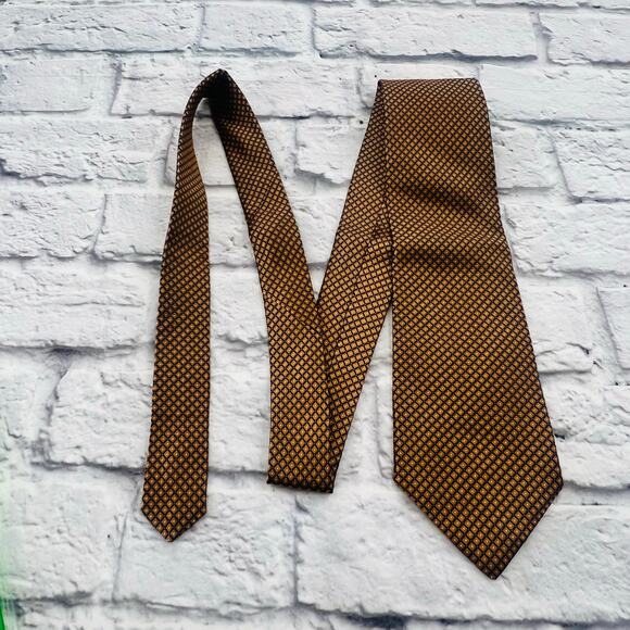 JONES NEW YORK Men's Geometric Silk Neck Tie Gold Blue 4"x57" - Picture 1 of 5